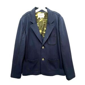 TOVAR Navy Blue Blazer  Partial Camo Lining Black Thread Contrast Preppy Casual